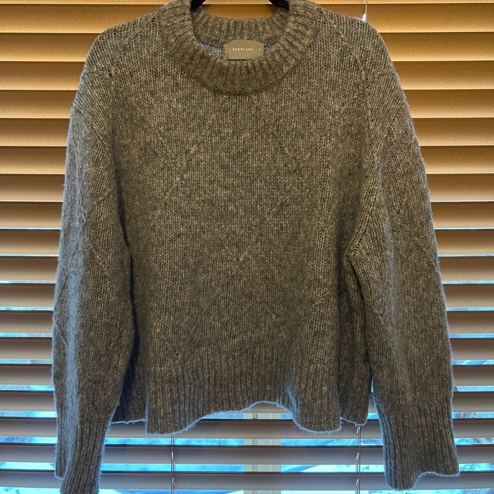 Everlane Diamond-Stitch Cloud Sweater | Grey, XL